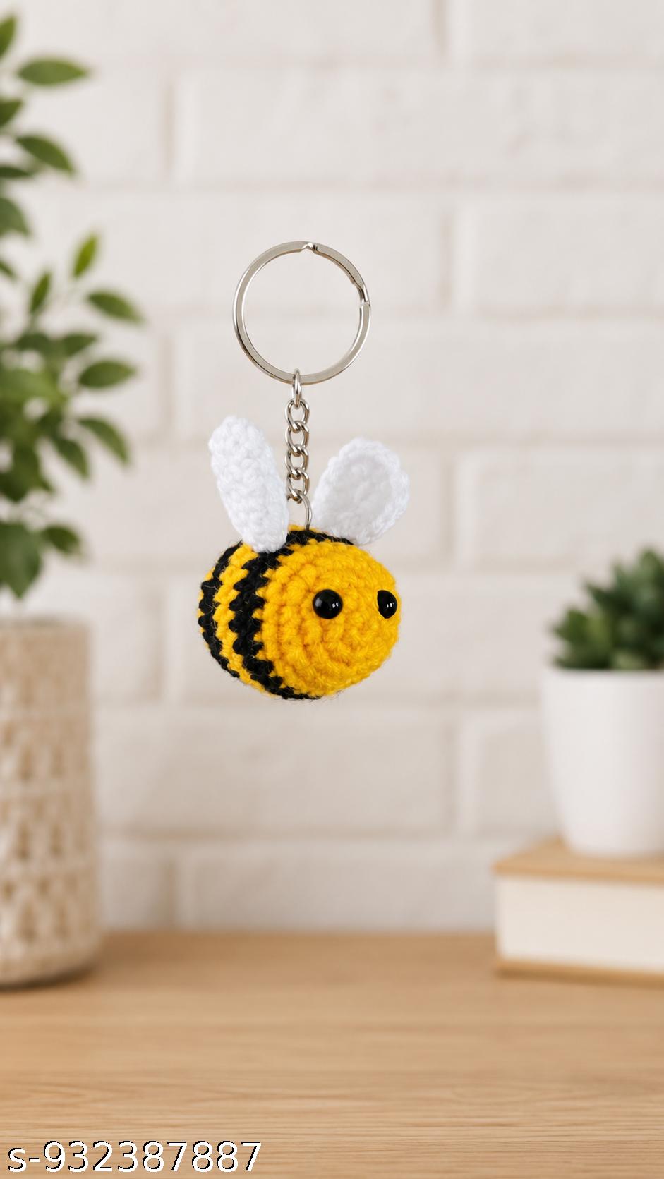 Bee Keychain | Cute Amigurumi Bee Keyring for Bags, Keys & Gifts