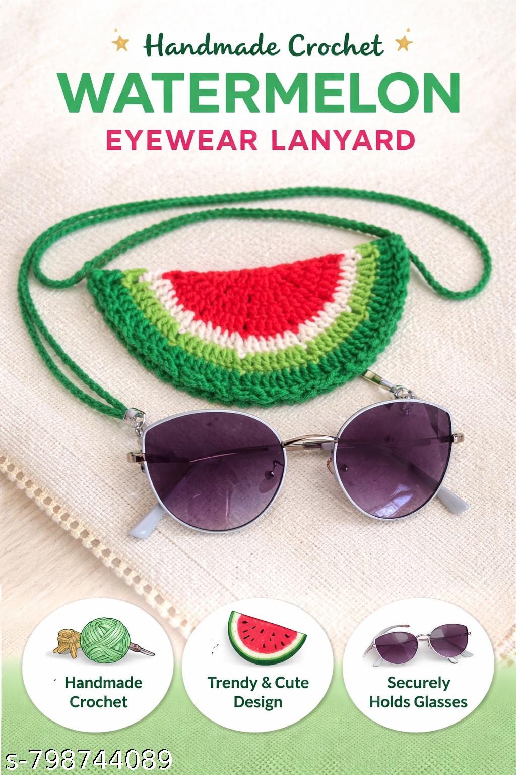 Handmade Crochet Watermelon Sunglasses Pouch with Strap